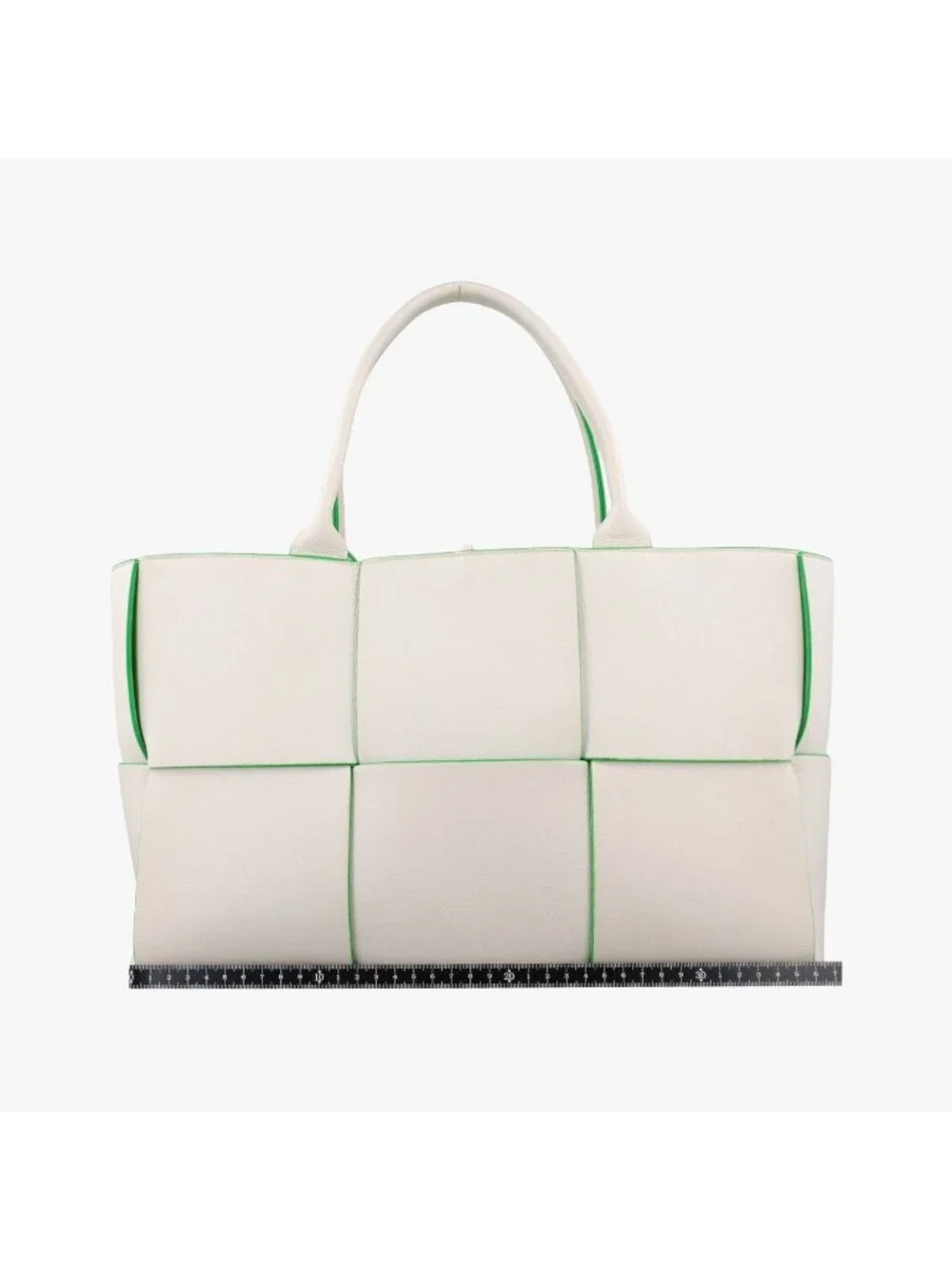 Bottega Veneta the Arco Tote White Green Lambskin